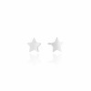 Brinco Estrela Flat Lisa Ródio Branco