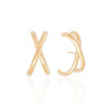 Ear Hook em X Liso Banhado a Ouro 18K