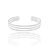 Bracelete Vazado Três Filetes Lisos 1 cm Ródio Branco