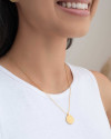 Gargantilha Veneziana com Pingente Redondo Liso Banhado a Ouro 18K - 45 cm