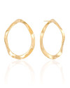 Brinco Oval Ondulado 4 cm Banhado a Ouro 18K