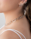 Choker Corações Vazados Ródio Branco
