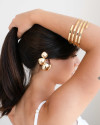 Ear Cuff Quadrados Abaulados Lisos Banhado a Ouro 18K