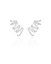 Ear Cuff Duplo 7 Filetes Liso Pressão Ródio Branco