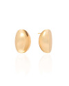 Brinco Oval Liso Banhado a Ouro 18K