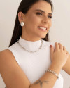 Choker Elos Ovais 9 mm Ródio Branco