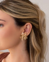 Brinco Flor Vazada 3 cm Banhado a Ouro 18K