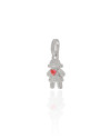 Pingente Filho Menina Cristal Coração Rubi 3.4 cm Ródio Branco
