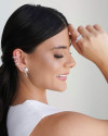 Ear Cuff Orgânico Derretido Ponto de Luz Cristal 2.5 cm Ródio Branco