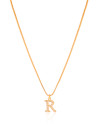 Gargantilha Veneziana Letra R Cravejada Cristal Banhado a Ouro 18K - 45 cm