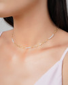 Choker Pérolas Pontos de Luz Cristal Banhado a Ouro 18K