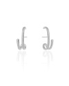 Ear Hook Filetes Lisos 2.4 cm Ródio Branco