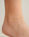 Tornozeleira Ponto de Luz Cristal 7 mm Banhado a Ouro 18K