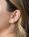 Ear Cuff Folha Navetes Cristal Banhado a Ouro 18K
