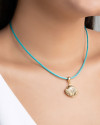 Choker Fio Coreano Verde Água Concha Banhado a Ouro 18K