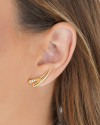 Ear Cuff Gotas Cravejado Cristal 2.3 cm Banhado a Ouro 18K