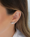 Ear Cuff Gotas Cravejado Cristal 2.3 cm Ródio Branco