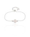 Pulseira Elos Trevo Madrepérola Fecho Gravata Ródio Branco
