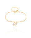 Pulseira Elos Letra K Cravejado Cristal Banhado a Ouro 18K