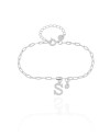 Pulseira Elos Letra S Cravejado Cristal Ródio Branco