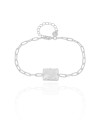 Pulseira Elos Retangulo Cristal Ródio Branco
