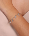 Pulseira Elos Folhas Ródio Branco
