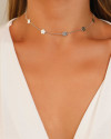 Choker Flores Texturizadas 8 mm Ródio Branco