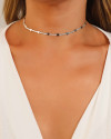 Choker Fita Corações Lisos Ródio Branco