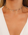 Choker Elos Plaquinhas Lisas 3 mm Ródio Branco