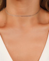 Choker Piastrine 1 mm Ródio Branco
