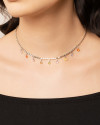 Choker Plaquinhas Pontos de Luz Coloridos Ródio Branco