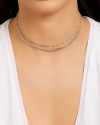 Choker Dupla Elos Bolinhas Lisas Ródio Branco