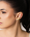 Ear Cuff Orgânico Liso 3.0 cm Banhado a Ouro 18K