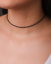 Choker Hematita Grafite 2 mm Ródio Branco