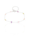 Pulseira Elos Cristais Coloridos Ródio Branco