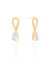 Brinco Gota Dupla Vazado Cristal Banhado a Ouro 18K