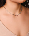 Choker Veneziana Dupla Ponto de Luz Cristal 7 mm Ródio Branco