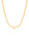 Choker Bolinhas Coração Liso Banhado a Ouro 18K
