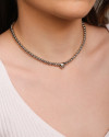 Choker Bolinhas Coração Liso Ródio Branco