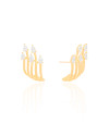 Ear Hook Filetes Gotas Cristal Banhado a Ouro 18K