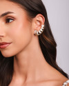 Ear Cuff Gotas Cravejadas Cristal Banhado a Ouro 18K