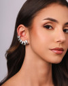 Ear Cuff Gotas Cravejadas Cristal Ródio Branco