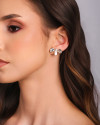 Ear Cuff Trio Oval Liso Ródio Branco