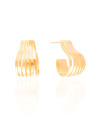 Brinco Argola Gota Filetes Liso 3.1 cm Banhado a Ouro 18K