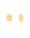 Brinco Oval Ondulado Liso Banhado a Ouro 18K