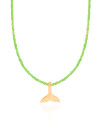 Choker Miçanga Verde Baleia Banhado a Ouro 18K - 32 + 8 cm
