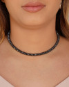 Choker Hematita Grafite 6 mm Ródio Branco