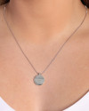 Gargantilha com Pingente Redondo Personalizado Ródio Branco