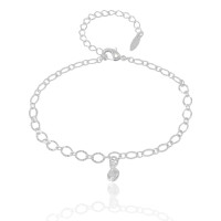 Pulseira Elos Detalhado com Ponto de Luz Ródio Branco