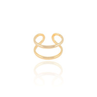 Anel Ajustável Dois Filetes Lisos Tamanho P Banhado a Ouro 18K